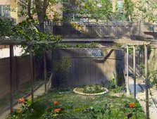 Unidentifed back yard garden, probably in New York, New York, c1922. Creator: Frances Benjamin Johnston.