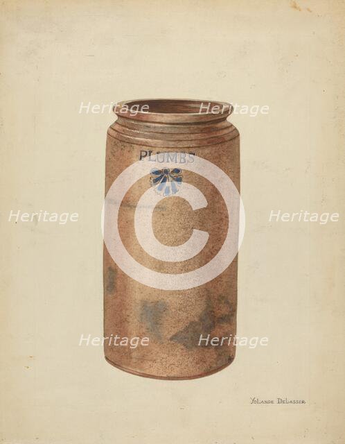 Preserve Jar, c. 1953. Creator: Yolande Delasser.