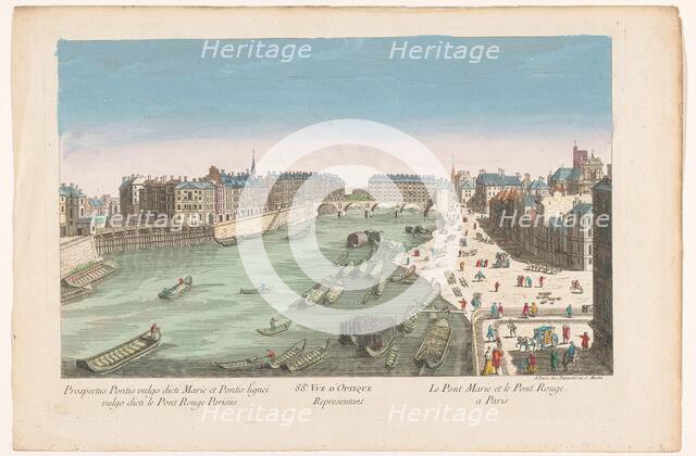 View of Pont Marie and the Pont Rouge over the Seine River in Paris, 1745-1775. Creator: Anon.