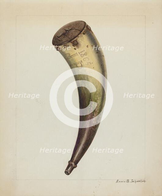 Powder Horn, c. 1938. Creator: Annie B Johnston.