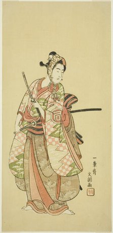 The Actor Sanogawa Ichimatsu II in the Costume of a Fashionable Young Man (Wakashu), c 1769. Creator: Ippitsusai Buncho.