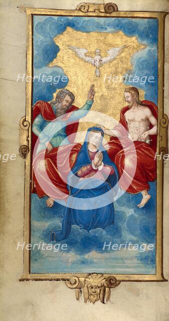 The Coronation of the Virgin; Book of Hours, 1544. Creator: Unknown.