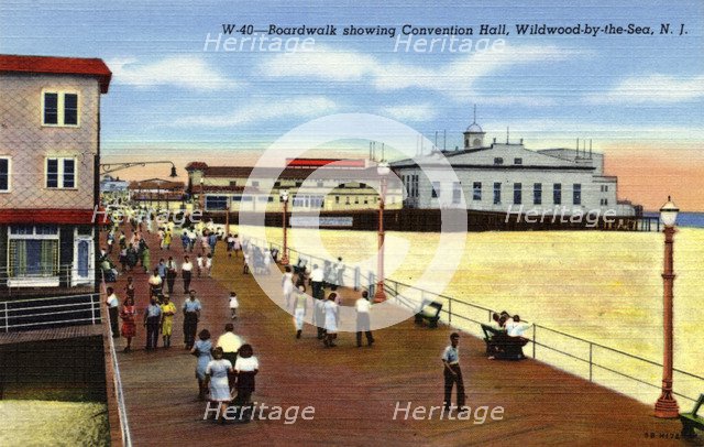 Boardwalk and Convention Hall, Wild-Wood-by-the-Sea, New Jersey, USA, 1940. Artist: Unknown