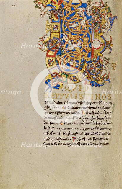 Inhabited Initial U; Breviary, 1153. Creator: Unknown.