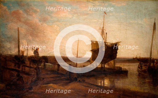 Jetty With Boats, 1800-50. Creator: Peter de Wint.