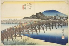 Okazaki: Yahagi Bridge (Okazaki, Yahagi no hashi), from the series "Fifty-three..., c. 1833/34. Creator: Ando Hiroshige.