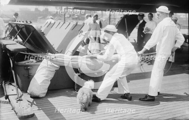 Packing hammocks, MAINE, between c1915 and c1920. Creator: Bain News Service.