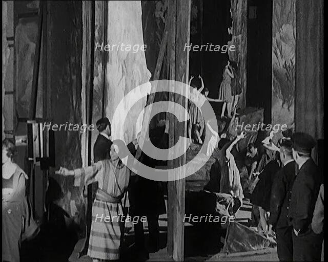 Actors Preparing Back Stage at a Theatre For a Performance of Edgar Wallace's Gangster..., 1920s. Creator: British Pathe Ltd.