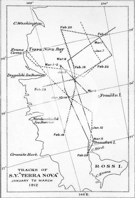 'Tracks of S.Y. Terra Nova - January to March 1912', 1913. Artist: Unknown.