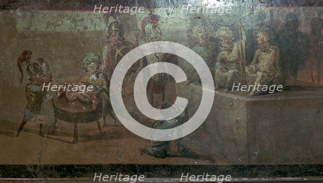 Roman wall-painting of the Judgement of Solomon. Artist: Unknown