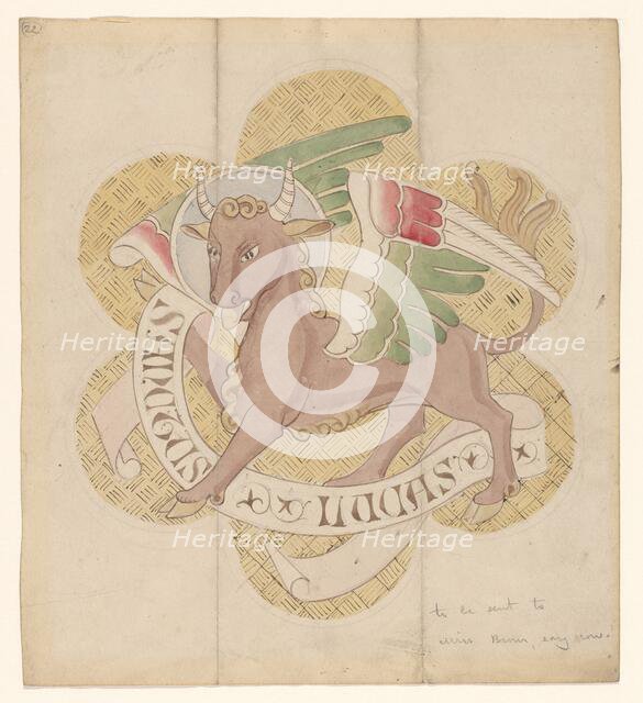 Design for embroidery: bull, symbol of St Luke the Evangelist, c.1850-c.1875. Creator: Hardman & Co..