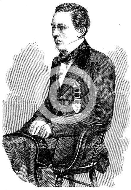 Louis Paulsen, the Blindfold American Chessplayer - from a photograph by Hesler, of Chicago, 1858. Creator: Unknown.