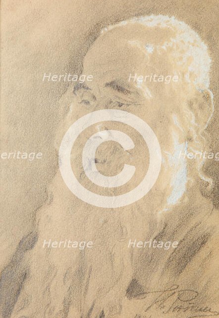 Leo Tolstoy. Yasnaya Polyana, 1891. Creator: Repin, Ilya Yefimovich (1844-1930).