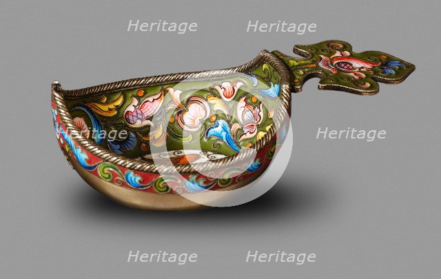 Kovsh (drinking vessel or ladle), Between 1899 and 1908. Artist: Rückert, Fyodor, (Fabergé manufacture) (active 1890-1917)