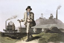Blenkinsop steam locomotive at Middleton colliery near Leeds, West Yorkshire, 1814. Artist: Robert Havell