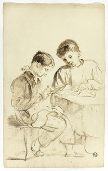 Two School Boys, c. 1830. Creators: Thomas Jones Barker, Thomas Barker.