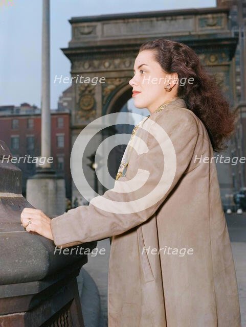 Portrait of Ann Hathaway, Washington Square, New York, N.Y., ca. May 1947. Creator: William Paul Gottlieb.
