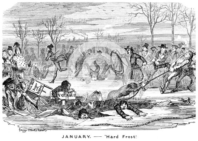 'January - Hard Frost', 19th century.Artist: George Cruikshank