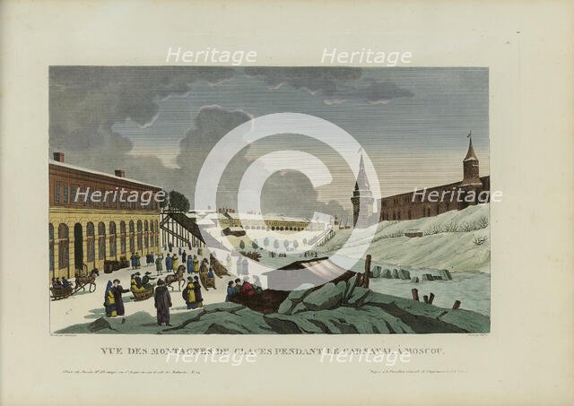 Vue des montagnes de glace pendant le carnaval à Moscou, 1817-1824. Creator: Courvoisier-Voisin, Henri (1757-1830).