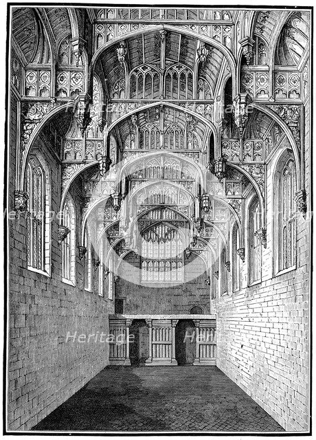 Great Hall, Hampton Court Palace, London, 1893.  Creator: Unknown.