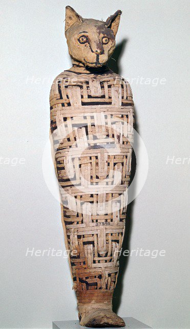 Mummy of a cat, Abydos, Upper Egypt Roman Period, perhaps 1st century. Artist: Unknown