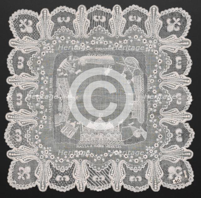 Embroidered Handkerchief, 1800s. Creator: Unknown.