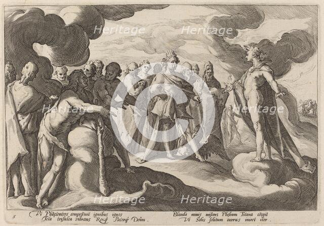 Jupiter and the Gods Asking Helios to Resume Control of the Chariot, 1589. Creator: Goltzius, Workshop of Hendrick, after Hendrick Gol.