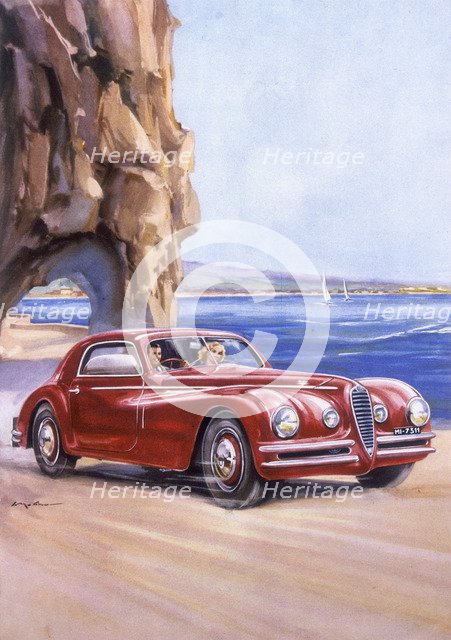 Poster advertising an Alfa Romeo 6C 2500 Super Sports, 1948. Artist: Unknown
