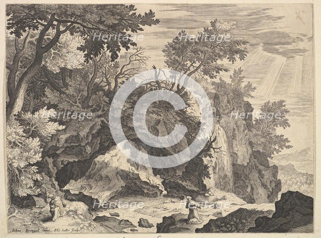 Rocky Landscape with the Stigmatisation of Saint Francis.n.d. Creator: Aegidius Sadeler II.
