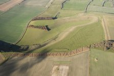 Field system earthwork, strip lynchet earthwork and the Giant's Grave Long Barrow, Wiltshire, 2017 Creator: Damian Grady.