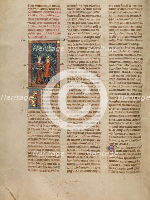 King Mark Preventing Iseult from Killing Herself, about 1320-1340. Creator: Unknown.