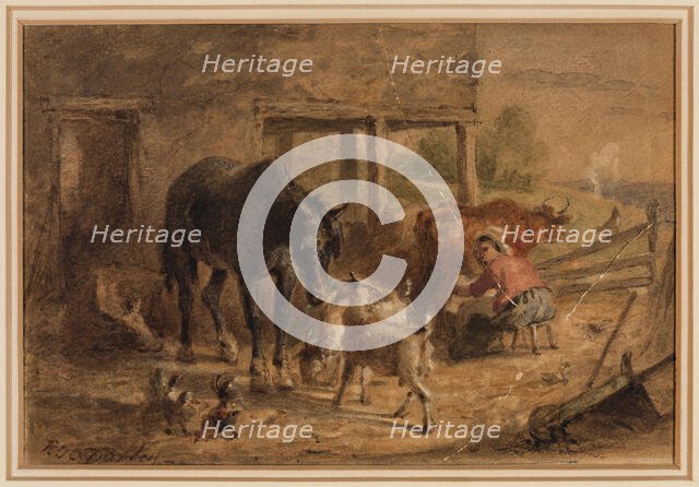 Farmyard, between 1842 and 1888. Creator: Felix Octavius Carr Darley.