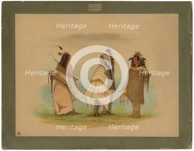 Three Shoshonee Warriors, 1861. Creator: George Catlin.