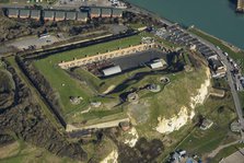 Remains of a twentieth century coastal battery at the site of Newhaven Fort, East Sussex, 2022. Creator: Damian Grady.