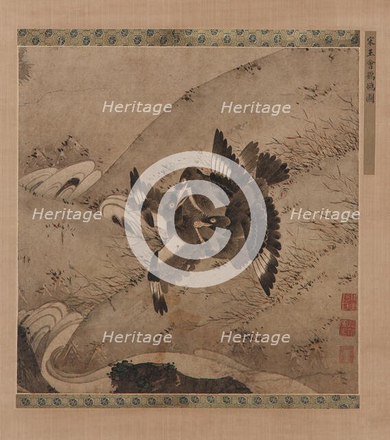 Squabbling Mynas above a Brook, Ming dynasty, 15th-16th century. Creator: Unknown.