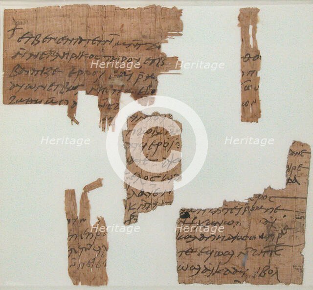 Papyrus Fragments of a Letter, Coptic, 7th century. Creator: Unknown.