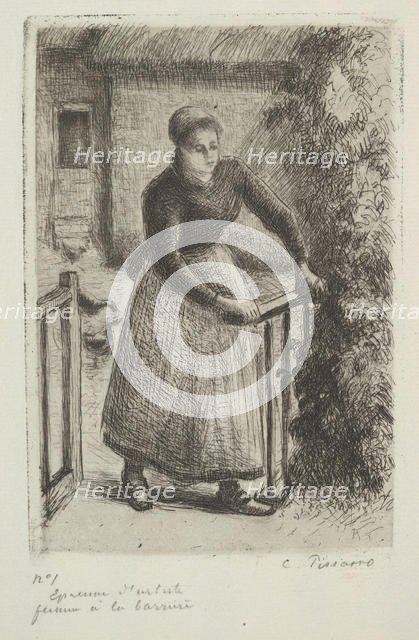 Woman at the Gate, 1889. Creator: Camille Pissarro.