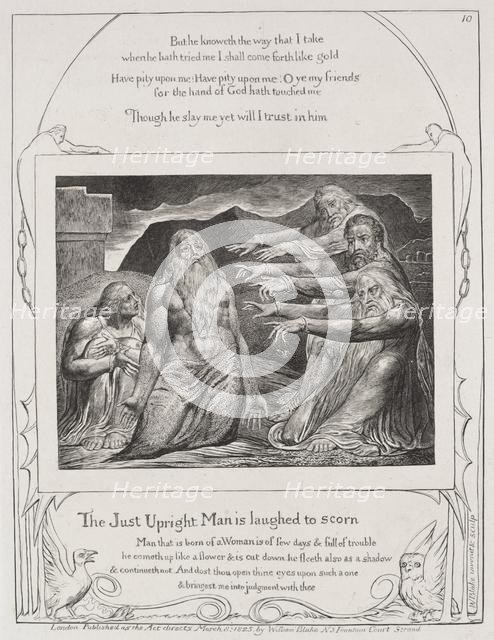 The Book of Job: Pl. 10, The just upright man is laughted to scorn, 1825. Creator: William Blake (British, 1757-1827).