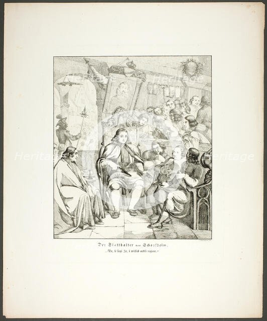 The Governor of Schopfheim, plate eight from Zehn Blätter zu Hebels Alemannischen..., 1820. Creator: Sophie Reinhard.