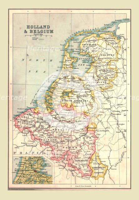 Map of Holland and Belgium, 1902.  Creator: Unknown.