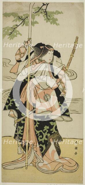 The Actor Segawa Kikunojo III as Lady Tomoe (Tomoe Gozen) in the Play Yasa Gumbai..., c. 1793. Creator: Katsukawa Shun'ei.