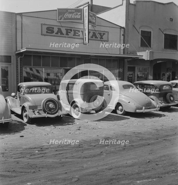 Looking down main street of a frontier..., Tulelake, Siskiyou County, California, 1939. Creator: Dorothea Lange.
