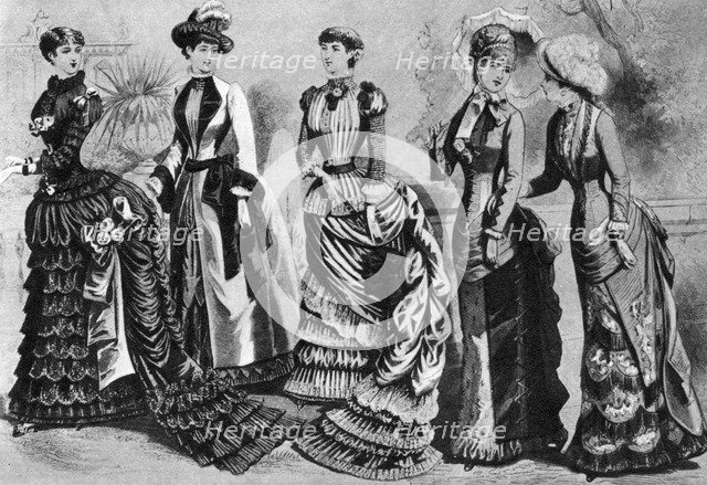 Women's fashion of the 1880s and 1890s, 1937. Artist: Unknown
