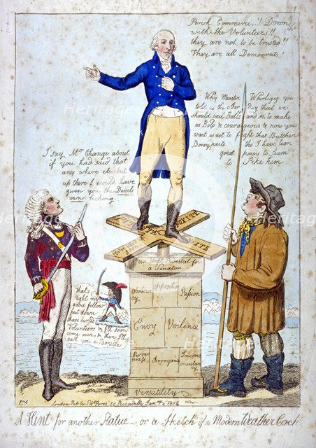 'A hint for another Statue - or, a Sketch of a Modern Weather Cock', 1804. Artist: Anon