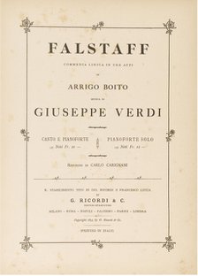 Opera Falstaff: first edition of the original version, 1893.