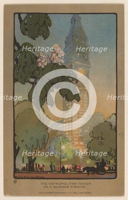 The Metropolitan Tower on A Summer Evening, 1914. Creator: Rachael Robinson Elmer.