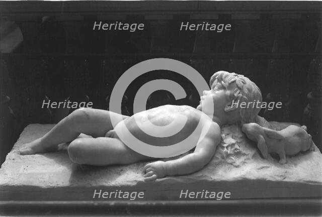 Sleeping Infant Faun Visited by an Inquisitive Rabbit, 1887/89. Creator: Edward Clark Potter.