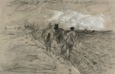 Man Plowing (recto and verso), n.d. Creator: Anton Mauve.