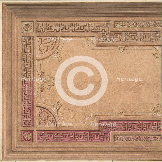 Partial Design for the decoration of a ceiling, 1840-97. Creators: Jules-Edmond-Charles Lachaise, Eugène-Pierre Gourdet.