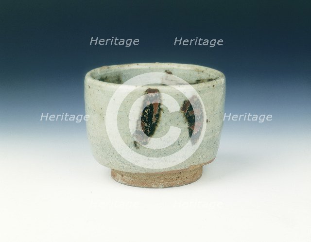Grey glazed cup with brown splashes, Yuan dynasty, China, 1279-1368. Artist: Unknown